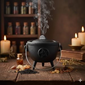 Calderone con coperchio in ghisa con Pentacolo