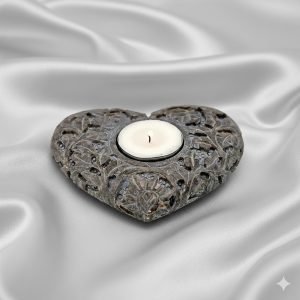 Porta candela brucia incenso a Cuore in Pietra con decorazioni in Pietra Ollare