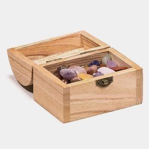 Scrigno di legno con 200 grammi di minerali del Sud Africa